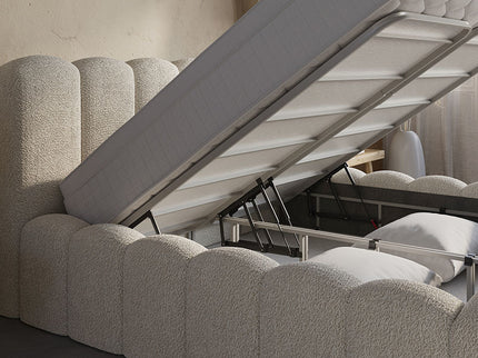 Boxspring Dreamhouse Harmony, detail van opbergmechanisme met gasveren