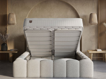 Boxspring Dreamhouse Harmony, opbergruimte volledig open, vooraanzicht