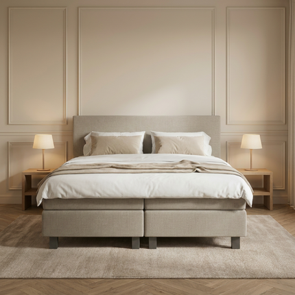 Boxspring Julia Relax in beige, sfeerbeeld klassieke slaapkamer