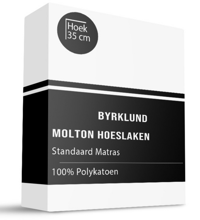 Byrklund Molton Hoeslaken - Polyester Katoen -  Wit