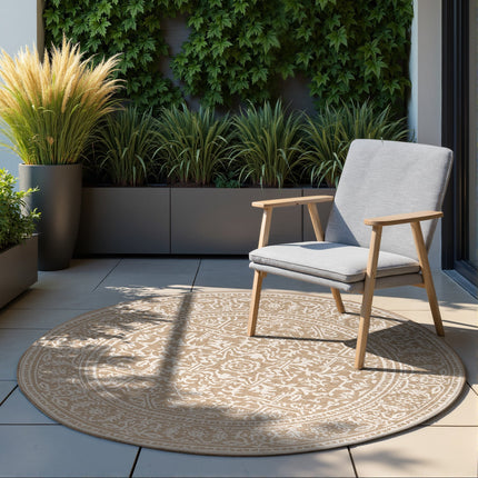 Dubbelzijdig Buitenkleed Kona Rond - Beige