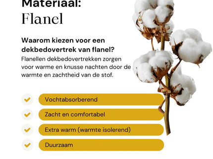 Dekbedovertrek Katoen Flanel - Uni - Antraciet