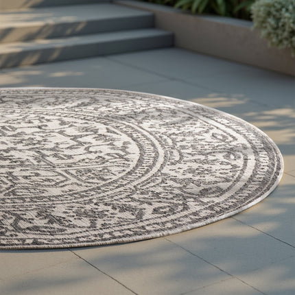 Dubbelzijdig Buitenkleed Kona Rond - Wit/Grijs