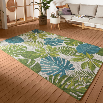 Vloerkleed Tropical Leaves Rechthoekig - Turkooisgroen