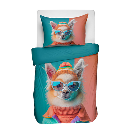 Fresh and Co  Kids Dekbedovertrek Katoen - Animal Couture - Lama