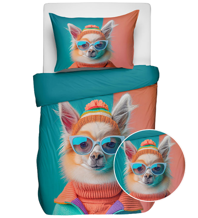 Fresh and Co  Kids Dekbedovertrek Katoen - Animal Couture - Lama