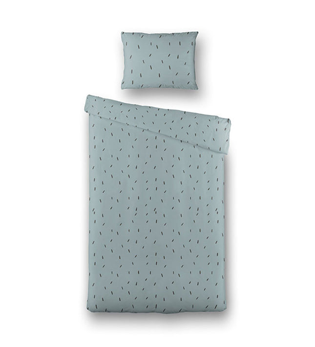 Fresh and Co  Kids Dekbedovertrek Katoen - Mini Stripes - Blauw