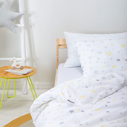 Fresh and Co  Kids Dekbedovertrek Katoen - Starry Nights - Wit