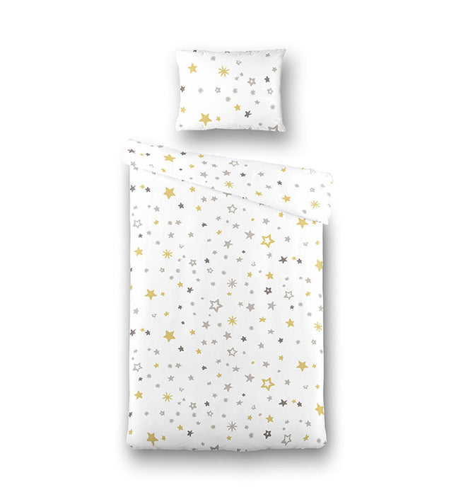 Fresh and Co  Kids Dekbedovertrek Katoen - Starry Nights - Wit