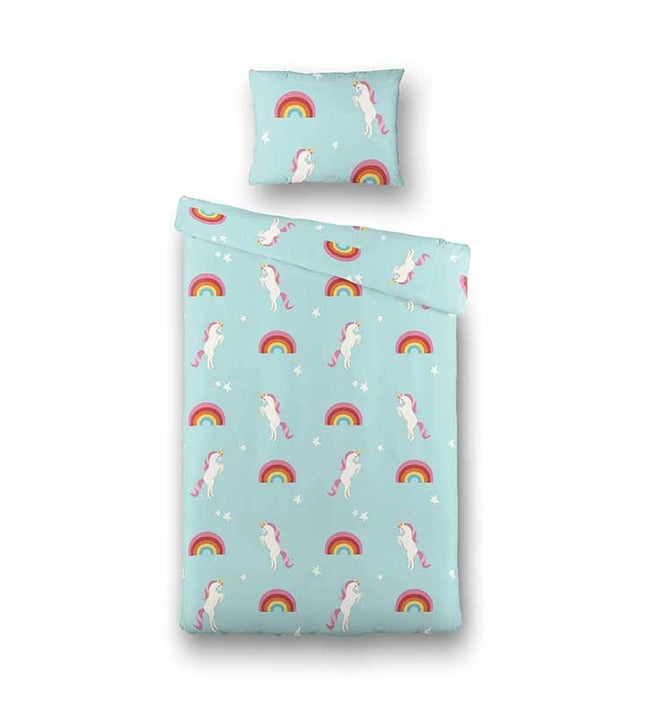 Fresh and Co  Kids Dekbedovertrek Rainbow Unicorn