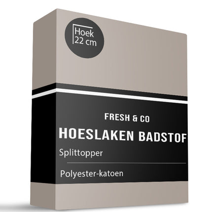 Fresh and Co Splittopper Hoeslaken - Badstof - Taupe