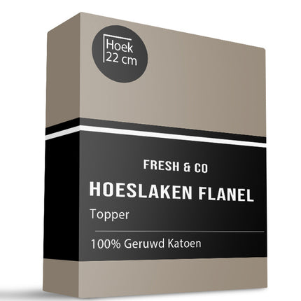 Fresh and Co Topper Hoeslaken - Katoen Flanel - Taupe