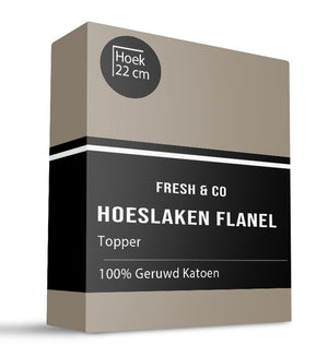 Fresh and Co Topper Hoeslaken - Katoen Flanel - Taupe