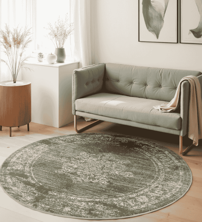 Hanse Home Gloria Vloerkleed Lydia Rond - Olijfgroen
