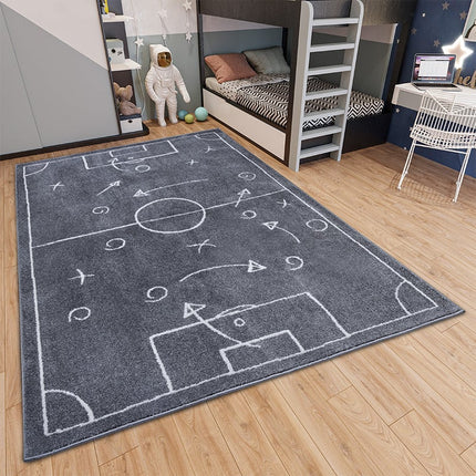 Home Collectie Vloerkleed Kids Football Gameplan - Grijs
