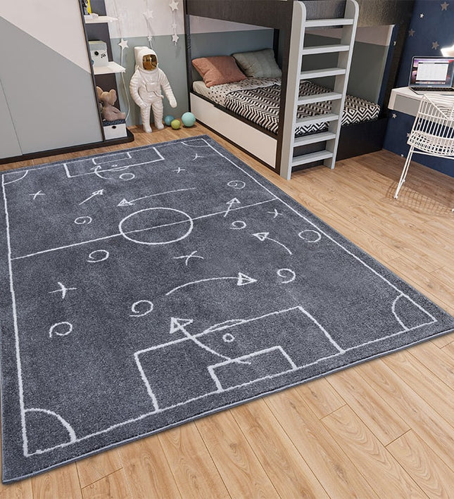Home Collectie Vloerkleed Kids Football Gameplan - Grijs