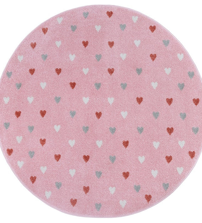 Home Collectie Vloerkleed Kids Little Hearts Rond - Roze