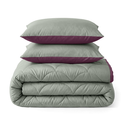 Lazy Dekbed Zonder Overtrek - Groen/Rose