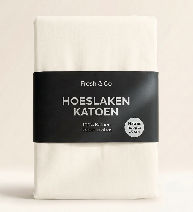 Topper Hoeslaken - Katoen - Crème