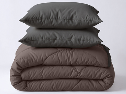 Lazy Dekbed Zonder Overtrek - Double Face - Bruin/Antraciet