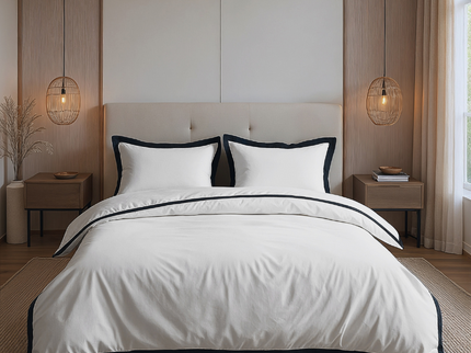 Dekbedovertrek Percale-Katoen - Hotel Emilio - Wit/Zwart