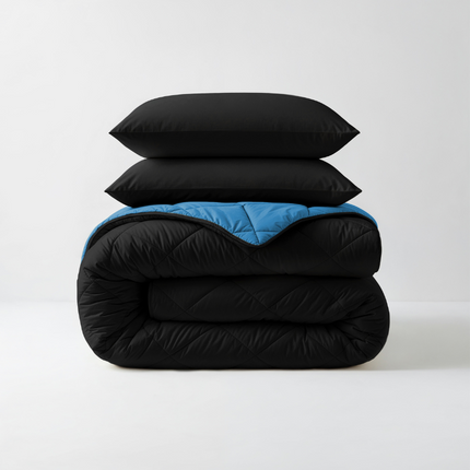 Lazy Dekbed Zonder Overtrek - Zwart/Blauw