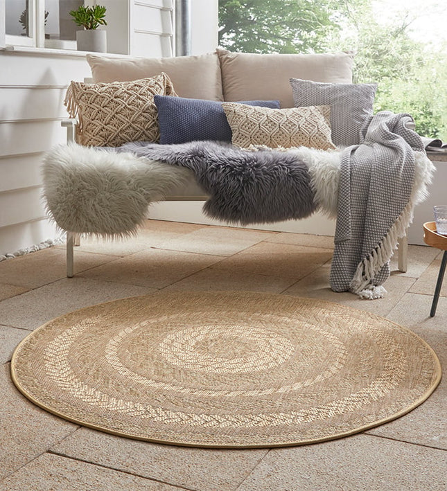NORTHRUGS Jute Buitenkleed Woods - Rond - Beige