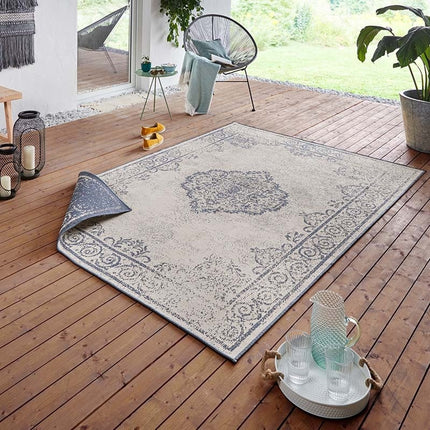 NORTHRUGS Twin Supreme Dubbelzijdig vloerkleed Triomphe - Blauw / Crème