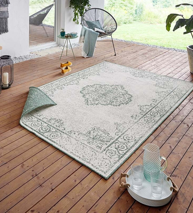 NORTHRUGS Twin Supreme Dubbelzijdig vloerkleed Triomphe - Groen / Crème