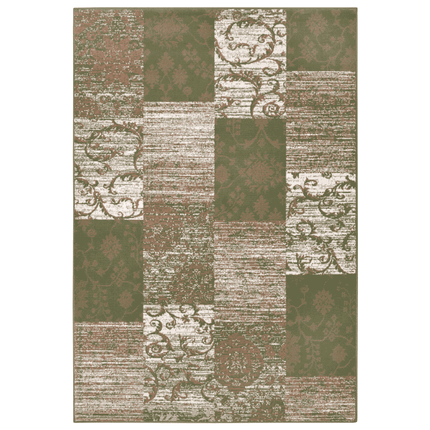 Vloerkleed Bloques - Groen/Crème