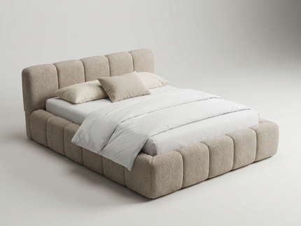 Palermo Essential in taupe, kleiner formaat, studiofoto met opgemaakt bed