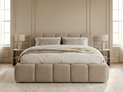 Palermo Essential in taupe, gesegmenteerd hoofdbord in visgraat slaapkamer