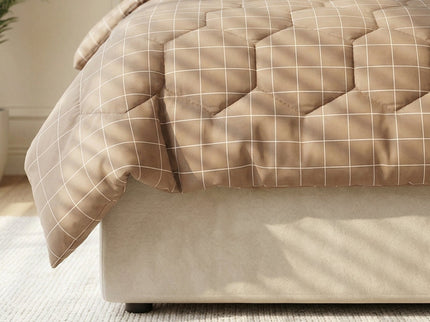 Easy Dekbed Zonder Overtrek - Squares - Taupe