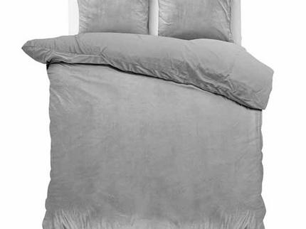 Sleeptime Dekbedovertrek Velvet Uni - Grijs - 140 x 220 cm