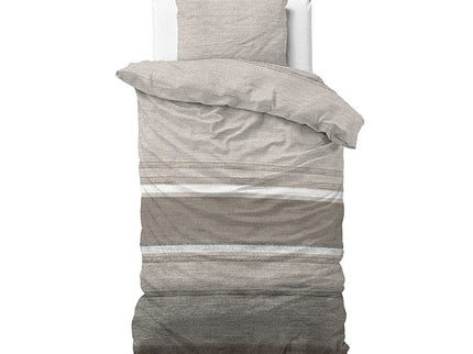 Sleeptime Elegance Dekbedovertrek Katoen-Flanel - Stone Stripe - Taupe - 200 x 200/220 cm